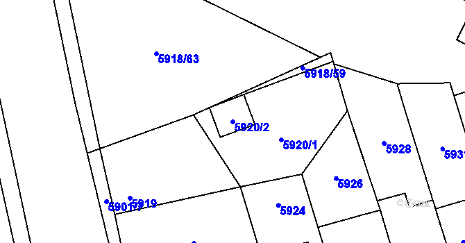 Parcela st. 5920/2 v KÚ Kladno, Katastrální mapa