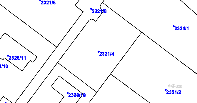 Parcela st. 2321/4 v KÚ Kladno, Katastrální mapa