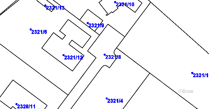 Parcela st. 2321/8 v KÚ Kladno, Katastrální mapa