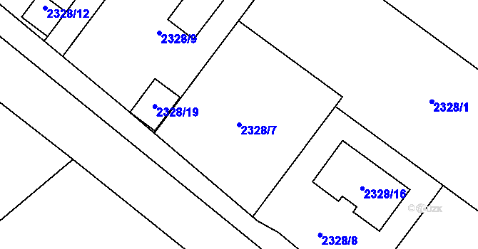 Parcela st. 2328/7 v KÚ Kladno, Katastrální mapa