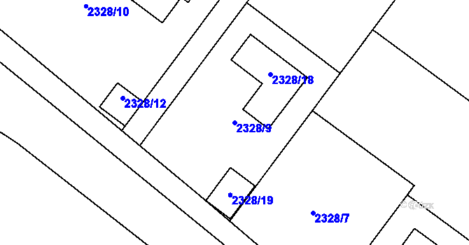 Parcela st. 2328/9 v KÚ Kladno, Katastrální mapa