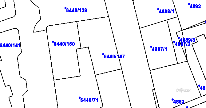 Parcela st. 6440/147 v KÚ Kladno, Katastrální mapa