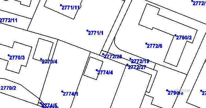 Parcela st. 2772/28 v KÚ Kladno, Katastrální mapa