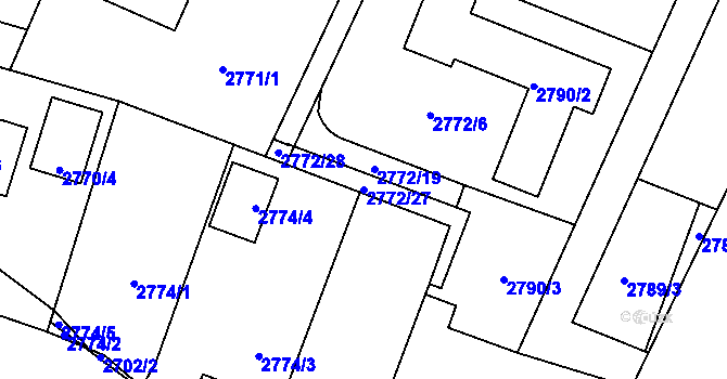 Parcela st. 2772/27 v KÚ Kladno, Katastrální mapa