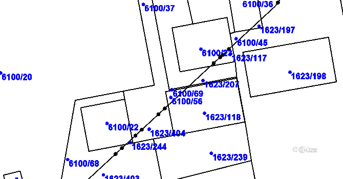 Parcela st. 6100/69 v KÚ Kladno, Katastrální mapa