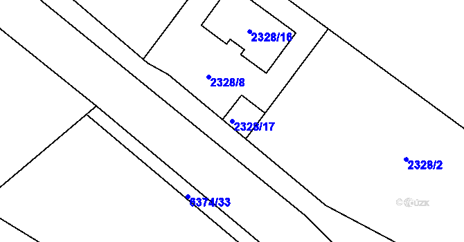 Parcela st. 2328/17 v KÚ Kladno, Katastrální mapa