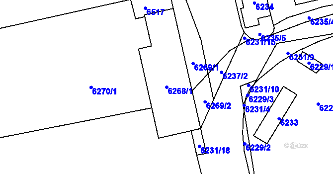 Parcela st. 6268/1 v KÚ Kladno, Katastrální mapa