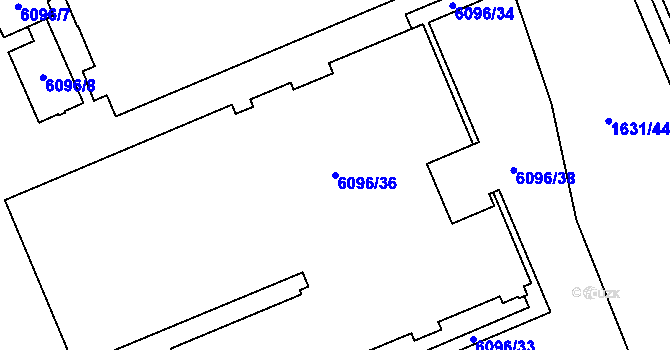 Parcela st. 6096/36 v KÚ Kladno, Katastrální mapa