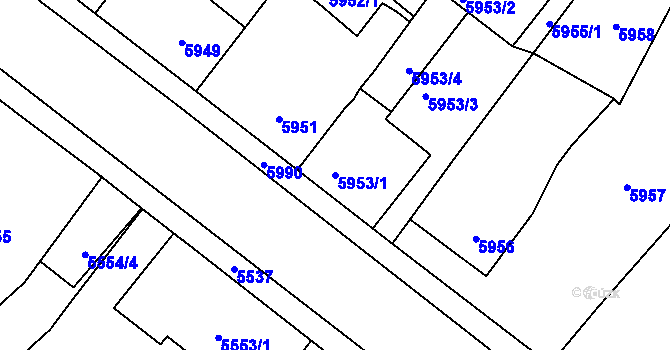 Parcela st. 5953/1 v KÚ Kladno, Katastrální mapa