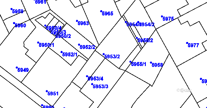 Parcela st. 5953/2 v KÚ Kladno, Katastrální mapa