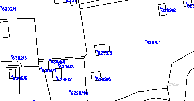 Parcela st. 6299/9 v KÚ Kladno, Katastrální mapa