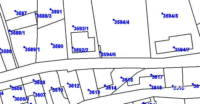 Parcela st. 3594/6 v KÚ Kladno, Katastrální mapa
