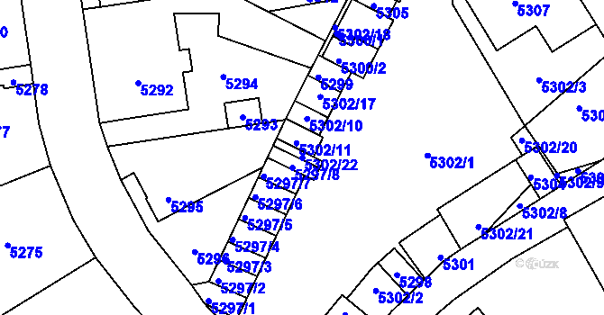 Parcela st. 5302/22 v KÚ Kladno, Katastrální mapa