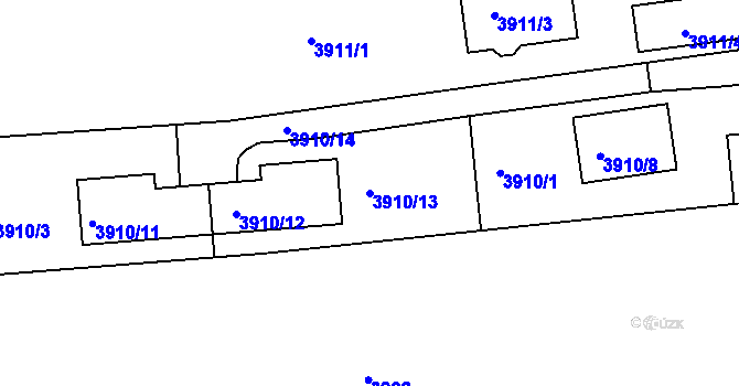 Parcela st. 3910/13 v KÚ Kladno, Katastrální mapa