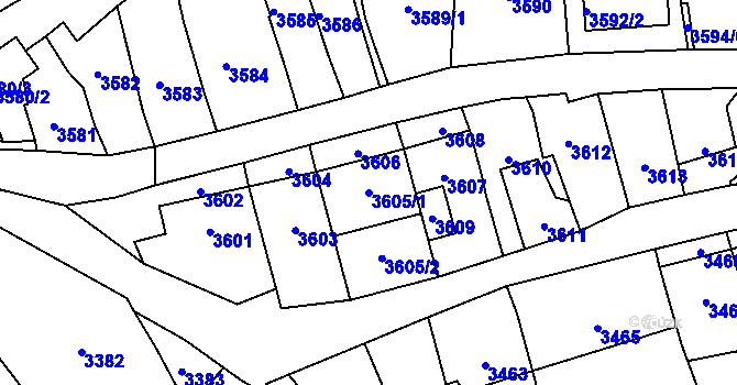 Parcela st. 3605/1 v KÚ Kladno, Katastrální mapa