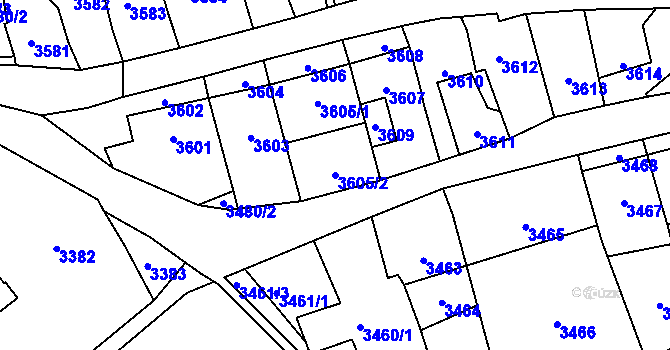 Parcela st. 3605/2 v KÚ Kladno, Katastrální mapa