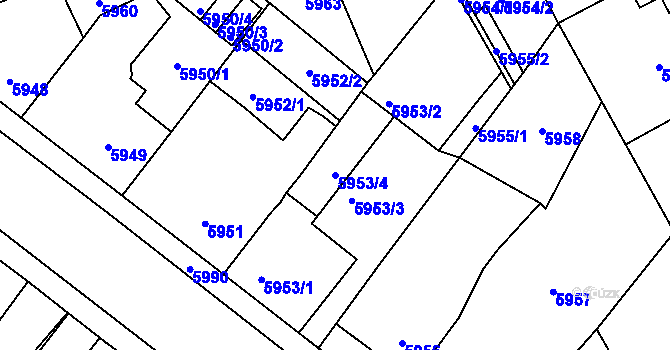 Parcela st. 5953/4 v KÚ Kladno, Katastrální mapa