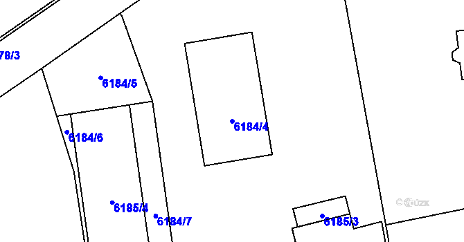 Parcela st. 6184/4 v KÚ Kladno, Katastrální mapa