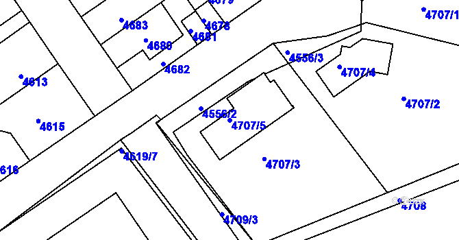 Parcela st. 4707/5 v KÚ Kladno, Katastrální mapa