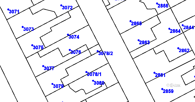 Parcela st. 3078/2 v KÚ Kladno, Katastrální mapa