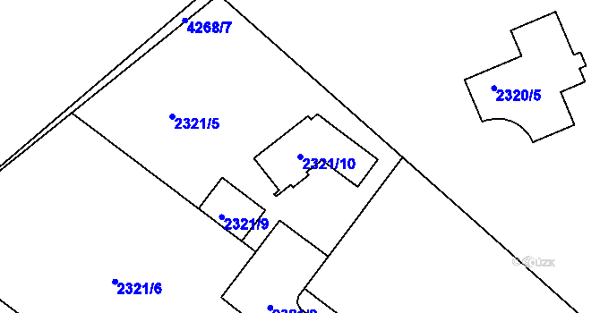 Parcela st. 2321/10 v KÚ Kladno, Katastrální mapa