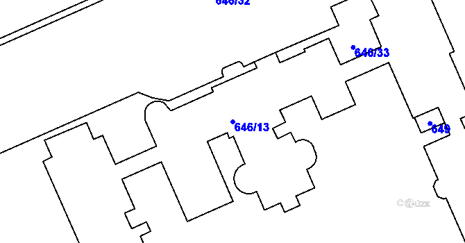 Parcela st. 646/13 v KÚ Kladno, Katastrální mapa