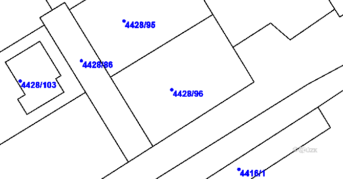 Parcela st. 4428/96 v KÚ Kladno, Katastrální mapa