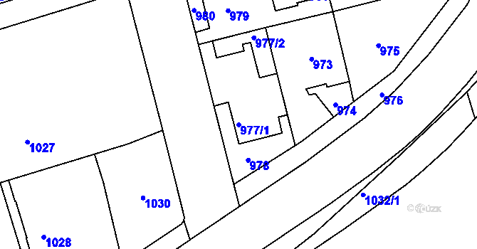 Parcela st. 977/1 v KÚ Kladno, Katastrální mapa