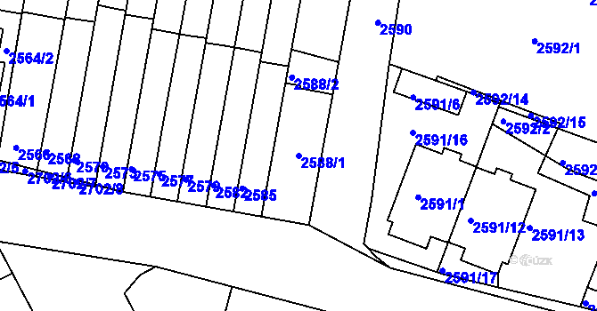 Parcela st. 2588/1 v KÚ Kladno, Katastrální mapa