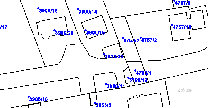 Parcela st. 3900/30 v KÚ Kladno, Katastrální mapa