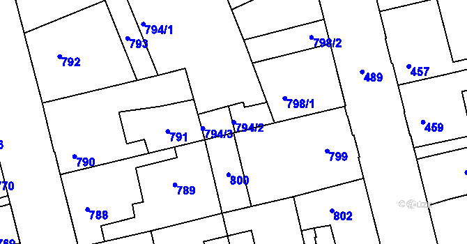 Parcela st. 794/2 v KÚ Kladno, Katastrální mapa
