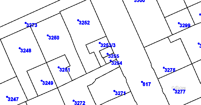 Parcela st. 3253/4 v KÚ Kladno, Katastrální mapa