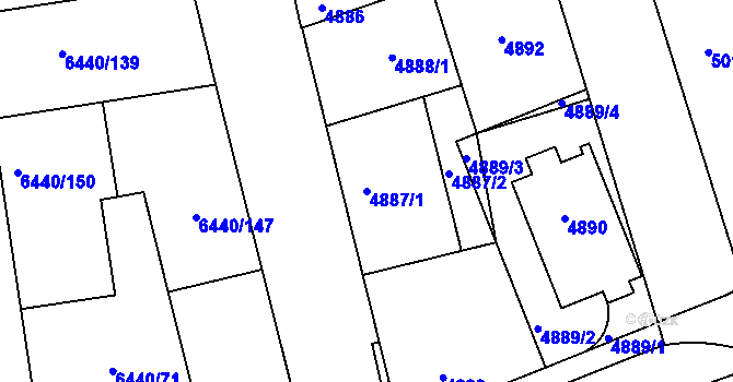 Parcela st. 4887/1 v KÚ Kladno, Katastrální mapa