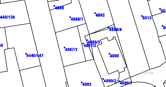 Parcela st. 4887/2 v KÚ Kladno, Katastrální mapa