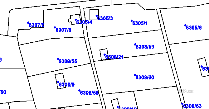 Parcela st. 6308/21 v KÚ Kladno, Katastrální mapa