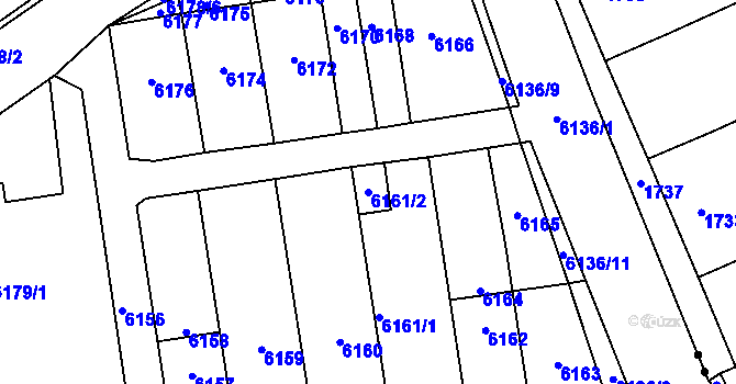 Parcela st. 6161/2 v KÚ Kladno, Katastrální mapa