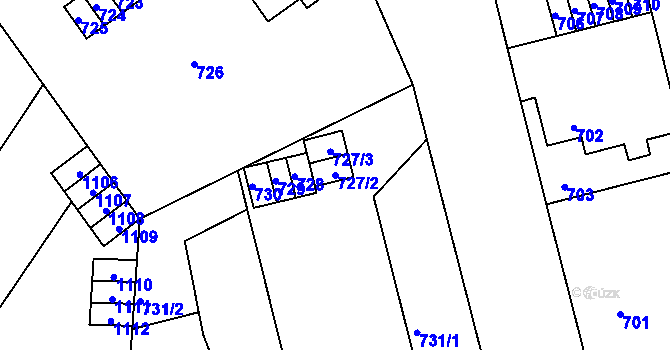 Parcela st. 727/2 v KÚ Kladno, Katastrální mapa