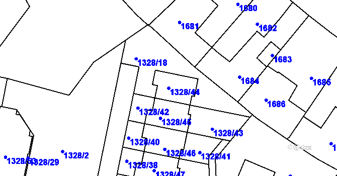 Parcela st. 1328/44 v KÚ Kladno, Katastrální mapa
