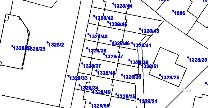 Parcela st. 1328/47 v KÚ Kladno, Katastrální mapa