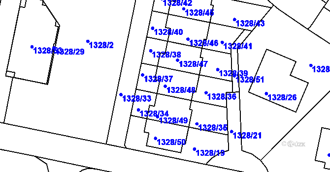 Parcela st. 1328/48 v KÚ Kladno, Katastrální mapa