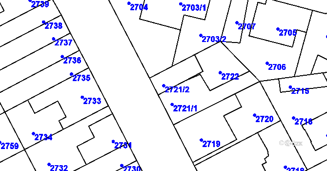 Parcela st. 2721/2 v KÚ Kladno, Katastrální mapa