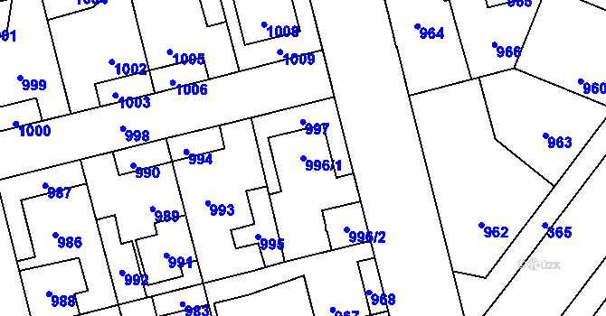 Parcela st. 996/1 v KÚ Kladno, Katastrální mapa