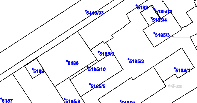 Parcela st. 5185/9 v KÚ Kladno, Katastrální mapa