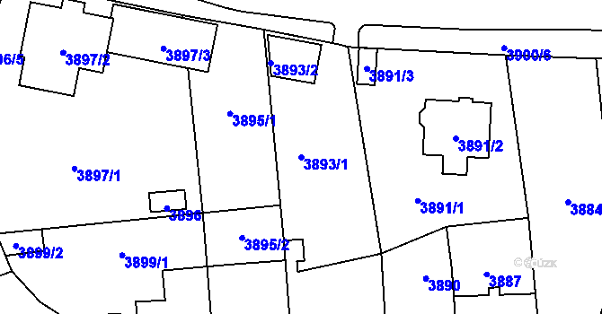 Parcela st. 3893/1 v KÚ Kladno, Katastrální mapa