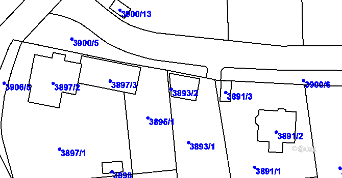 Parcela st. 3893/2 v KÚ Kladno, Katastrální mapa