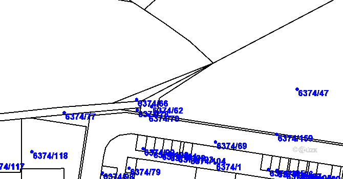 Parcela st. 6374/66 v KÚ Kladno, Katastrální mapa