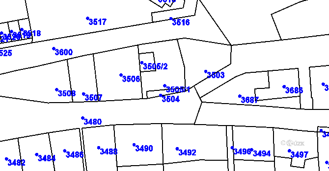 Parcela st. 3505/1 v KÚ Kladno, Katastrální mapa