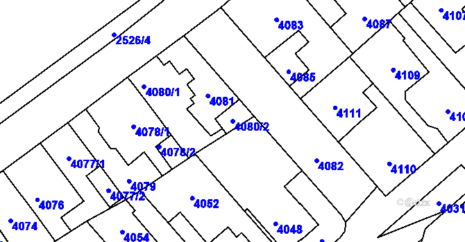 Parcela st. 4080/2 v KÚ Kladno, Katastrální mapa