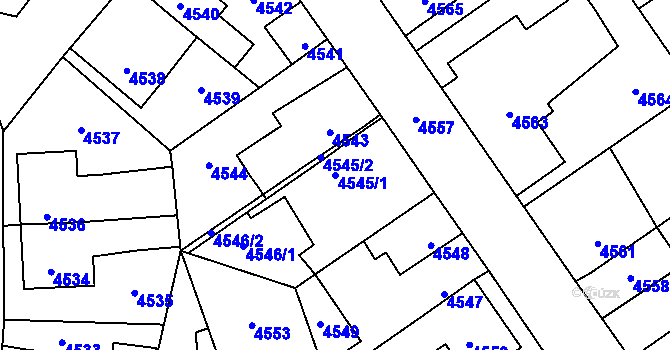 Parcela st. 4545/1 v KÚ Kladno, Katastrální mapa