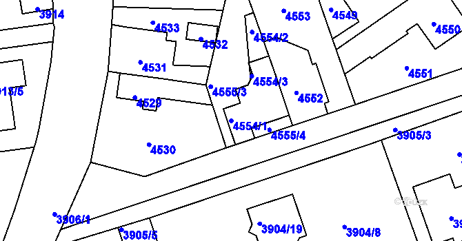 Parcela st. 4554/1 v KÚ Kladno, Katastrální mapa